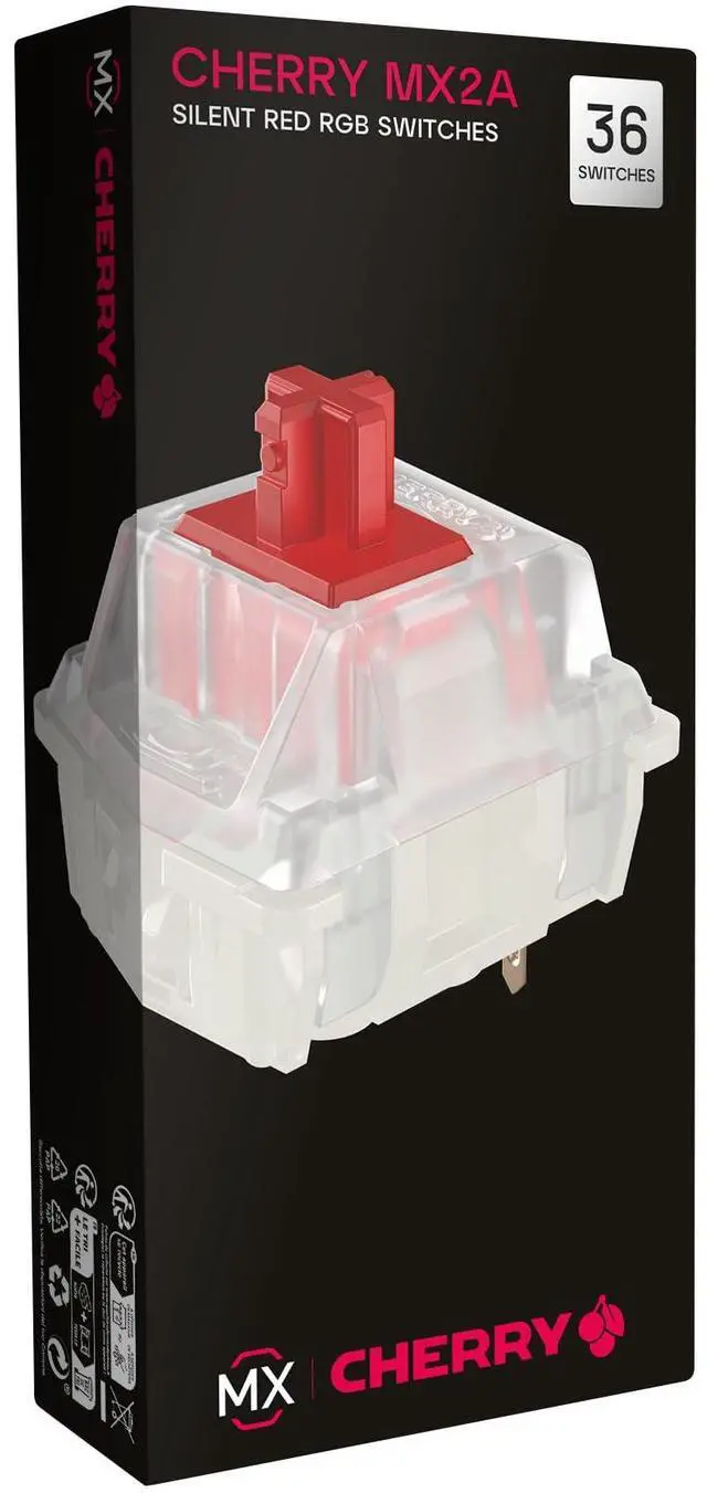 Main image of MX2A RGB Silent RED Switch Kit, 36 Mechanical Keyboard Switches, for DIY, Hot Swap or Gaming Keyboard, Linear Switch with No Click, Smooth & Quiet