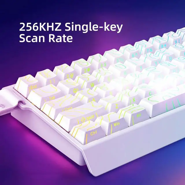Alt view image 4 of 7 - Mer68 Wired 68 Keys, Magnetic Switch Mechanical Keyboard, 8KHZ Polling Rate/Latency As 0.125MS/256KHZ Single Key Scan Rate/ARGB/, Hot Swappable Gaming Keyboard(White)