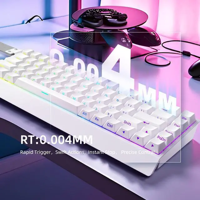 Alt view image 5 of 7 - Mer68 Wired 68 Keys, Magnetic Switch Mechanical Keyboard, 8KHZ Polling Rate/Latency As 0.125MS/256KHZ Single Key Scan Rate/ARGB/, Hot Swappable Gaming Keyboard(White)