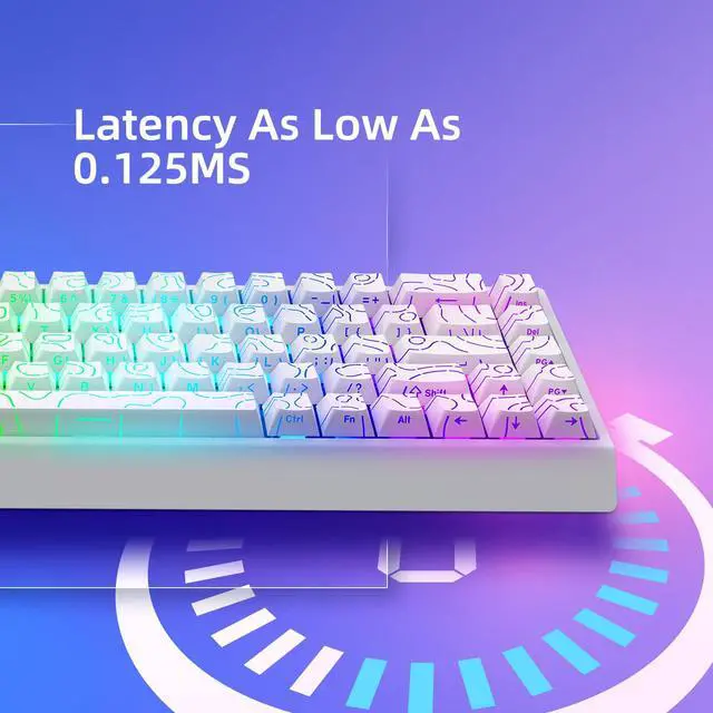 Alt view image 3 of 7 - Mer68 Wired 68 Keys, Magnetic Switch Mechanical Keyboard, 8KHZ Polling Rate/Latency As 0.125MS/256KHZ Single Key Scan Rate/ARGB/, Hot Swappable Gaming Keyboard(White)
