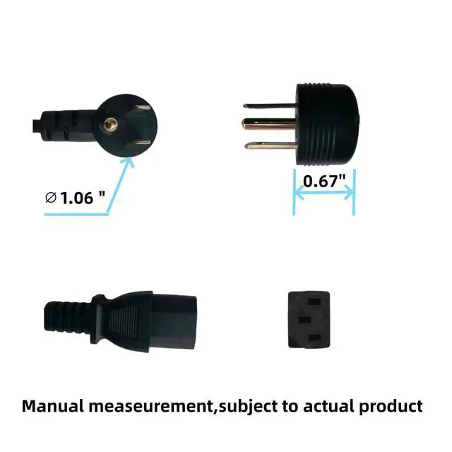 Alt view image 2 of 2 - 14AWG 3 Prong Angle Power Cable 90 Degree Plug, PC Monitor TV,3 Pin Connector, Universal Power Cord, Computer Angle Power Cord, Compatible with Printers & TVs ...6ft