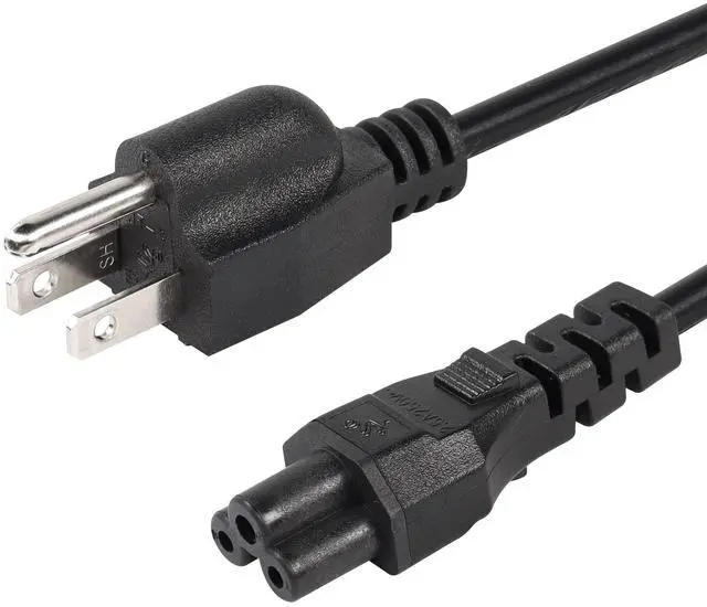 Main image of 3 Prong AC Short Power Cord, 2ft Nema 5-15P Male to IEC 320 C5 Female Laptop Power Replacement Cord for Notebook Computer(Black,60cm)