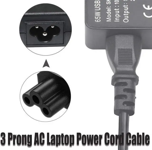 Alt view image 5 of 5 - 3 Prong AC Laptop Power Cord, Compatible with Dell Power Charger (5-Feet)