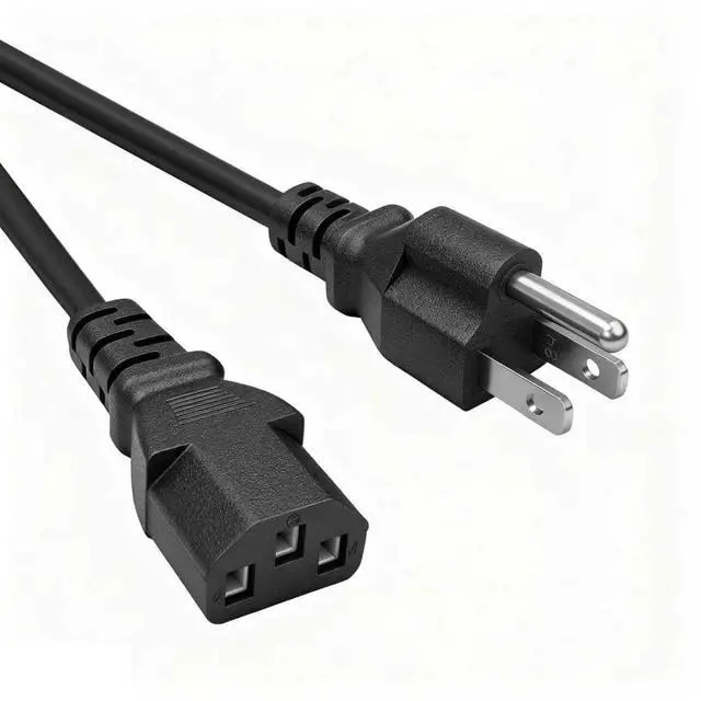 Main image of Universal 3 Prong AC Power Cord, 5Ft Replacement PC Power Cable for Desktop Computer, Monitor, Printer