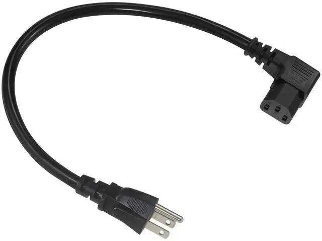 Main image of 1FT Right Angle Computer Power Cord - NEMA 5-15 Plug to IEC C13 Power Cord,Universal PC Power Supply Cord, 16AWG, Black C13 3 Prong Angled AC Cord for PC Monitor/TV