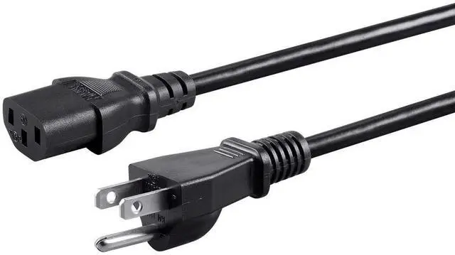 Main image of Power Cord - NEMA 5-15P to IEC 60320 C13, 13 Amp, 1625 Watt, 3-Prong, 16AWG, 8 Feet, Black