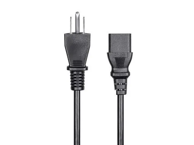 Alt view image 2 of 6 - Power Cord - NEMA 5-15P to IEC 60320 C13, 13 Amp, 1625 Watt, 3-Prong, 16AWG, 8 Feet, Black