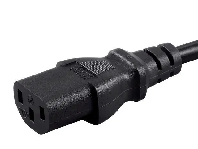 Alt view image 4 of 6 - Power Cord - NEMA 5-15P to IEC 60320 C13, 13 Amp, 1625 Watt, 3-Prong, 16AWG, 8 Feet, Black