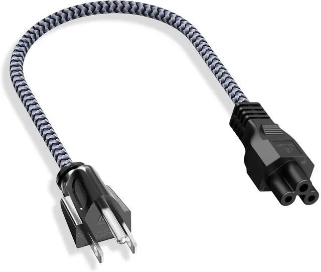 Main image of 3 Prong AC Laptop Power Cord 0.3m-Braided Universal Power Cable for Dell HP LG Lenovo Asus Acer Toshiba Sony Laptops/Notebooks, Monitors, Printers, Scanners UL Listed NEMA 5-15P to C5 Power Cable