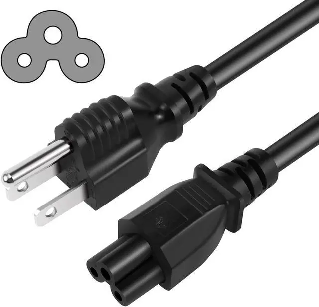 Main image of 3 Prong AC Laptop Power Cord 15 Feet, NEMA 5-15P to C5 (Mickey Mouse) 10A 125V 18AWG, IEC-60320 IEC320 C5 to NEMA 5-15P, Laptop Power Brick Cord- ETL Listed