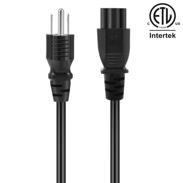 Alt view image 3 of 6 - 3 Prong AC Laptop Power Cord 15 Feet, NEMA 5-15P to C5 (Mickey Mouse) 10A 125V 18AWG, IEC-60320 IEC320 C5 to NEMA 5-15P, Laptop Power Brick Cord- ETL Listed