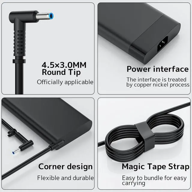 Alt view image 3 of 7 - AC Adapter 230W Fit for HP Omen Victus Pavilion Zbook Gaming Laptop Charger