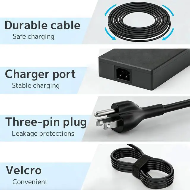 Alt view image 6 of 7 - 240W 20V 12A Laptop Charger Replacement for Asus ProArt ROG Zephyrus TUF