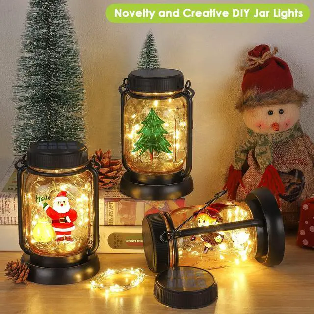 Alt view image 4 of 7 - 4 Pack Solar Mason Jar Hanging Lantern with Stakes, Warm White
