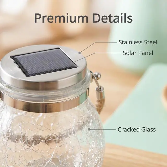 Alt view image 2 of 7 - Solar Powered Transparent Glass Jar Lantern with 30 LED Lights,Hanging Outdoor Garden Light(Purple)
