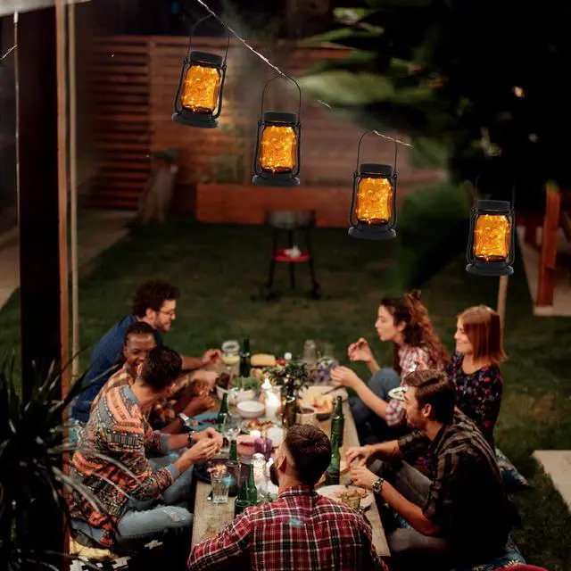 Alt view image 7 of 7 - 2 Pack Solar Mason Jar Lantern Outdoor Waterproof, Hanging Solar Lantern Lights for Outside, Fairy Glass Decorative Lantern for Yard Patio Garden Porch Table Wedding