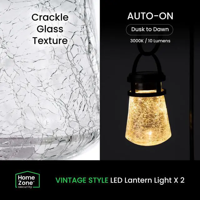 Alt view image 3 of 7 - 2PK Solar Crackle Glass Lanterns Hanging Light