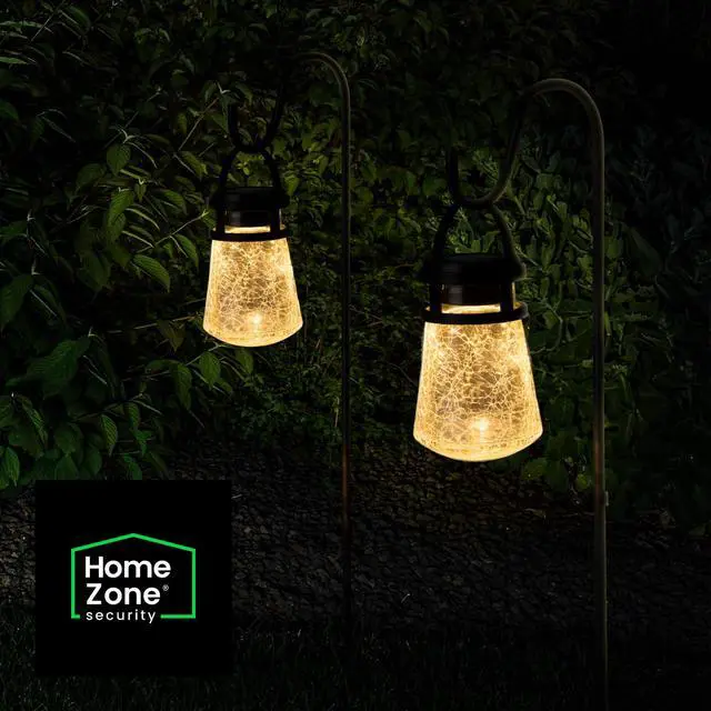 Alt view image 6 of 7 - 2PK Solar Crackle Glass Lanterns Hanging Light