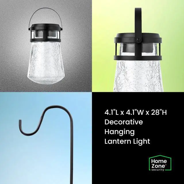 Alt view image 5 of 7 - 2PK Solar Crackle Glass Lanterns Hanging Light