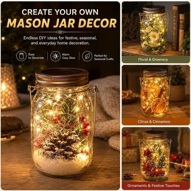 Alt view image 6 of 7 - 8 Pack Solar Plastic Mason Jar Lights, Lightweight, Break-Resistant