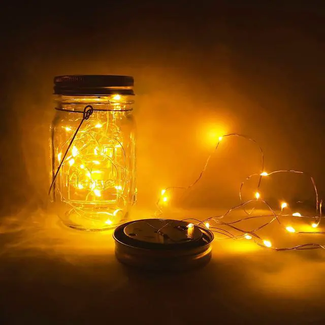 Alt view image 2 of 6 - Mason Jar Solar Lights,8 Pack 30 Led Fairy Hanging Jar Lights,Solar Lanterns for Outdoor Patio Party Garden Wedding Christmas Decor Lights(Mason Jars/Handles Included)