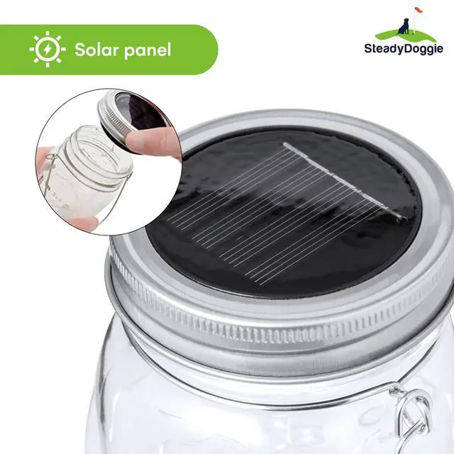 Alt view image 4 of 7 - Solar Mason Jar Lights - Set of 2 Magical Patio Lights in Glass Lanterns - Hang Them Anywhere Outdoors for Enchanting Illumination - Waterproof and Decorative - 5.2" x 3"