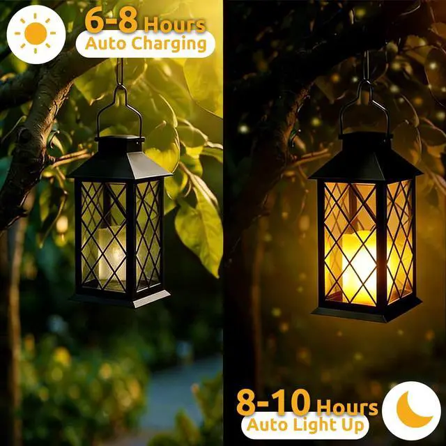 Alt view image 5 of 7 - 14" Large Tempered Glass Solar Lanterns Outdoor Waterproof