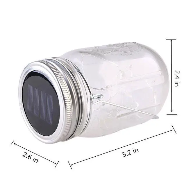 Alt view image 6 of 7 - 4-Pack Solar-powered Mason Jar Lights (Mason Jar / Handle Included),20 Bulbs Jar Hanging Light,Garden Outdoor Solar / Hanging Lantern,Decor Solar Light,Table Light,Patio Path Light,Warm White