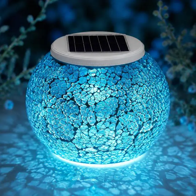 Main image of Solar Table Lights Outdoor,Color Changing Crack Glass Ball Lights