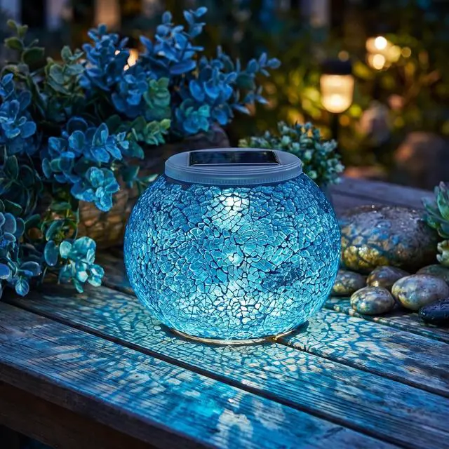 Alt view image 5 of 7 - Solar Table Lights Outdoor,Color Changing Crack Glass Ball Lights