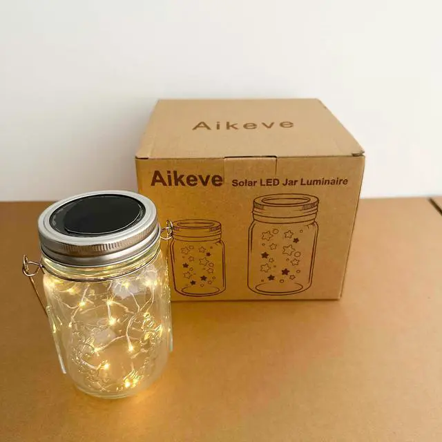Alt view image 5 of 7 - Solar Mason Jar Lights,4 Pack 30 Led Starry Fairy String Hanging Jar Lights,Solar Lanterns for Outdoor Patio Party Garden Wedding Halloween Christmas Projector Decor Light(Mason Jars/Handles Included)