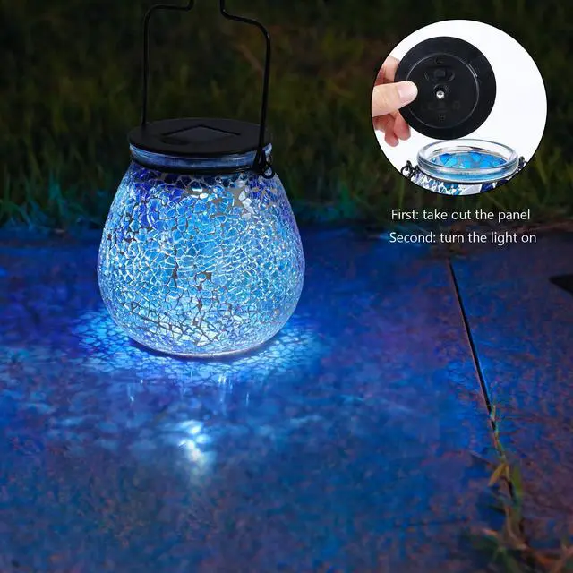 Alt view image 5 of 6 - Mosaic Glass Solar Lantern Outdoor Waterproof Solar Light Garden Decor