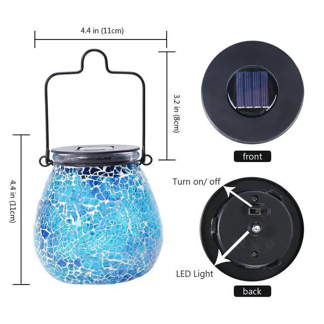 Alt view image 2 of 6 - Mosaic Glass Solar Lantern Outdoor Waterproof Solar Light Garden Decor