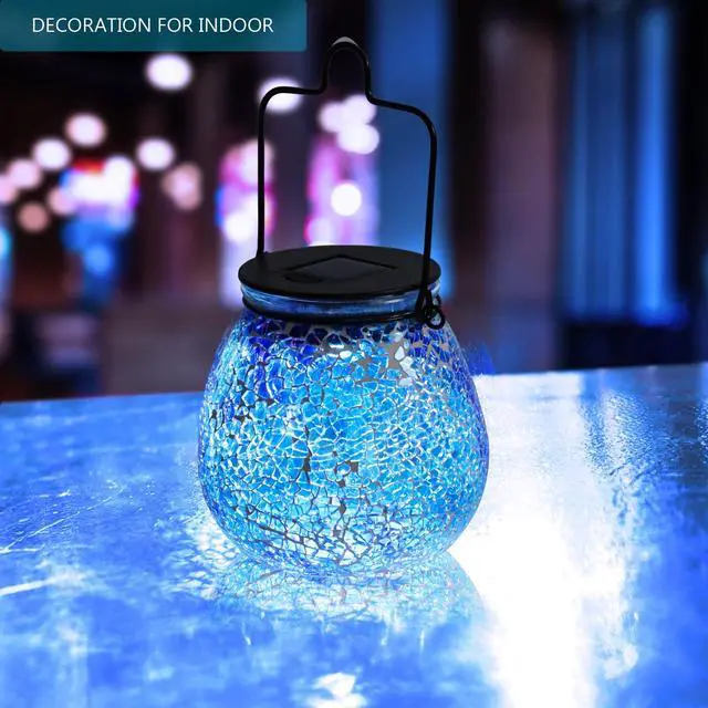 Alt view image 6 of 6 - Mosaic Glass Solar Lantern Outdoor Waterproof Solar Light Garden Decor