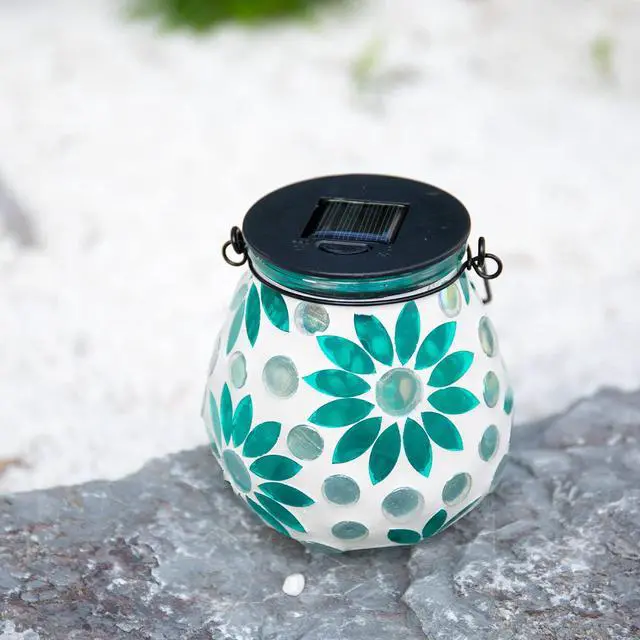 Alt view image 2 of 7 - Outdoor Solar Lantern Waterproof Mosaic Glass Hanging Garden Light