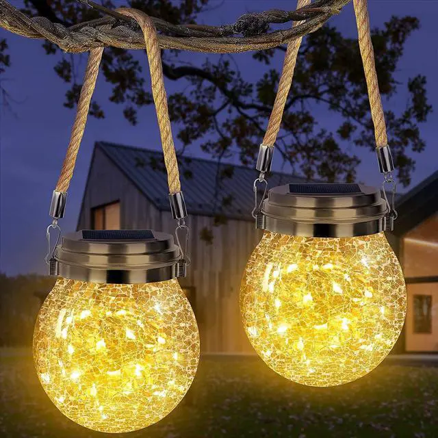 Main image of Solar Lanterns Outdoor Waterproof, 2 Pack Hanging Solar Lights for Outside