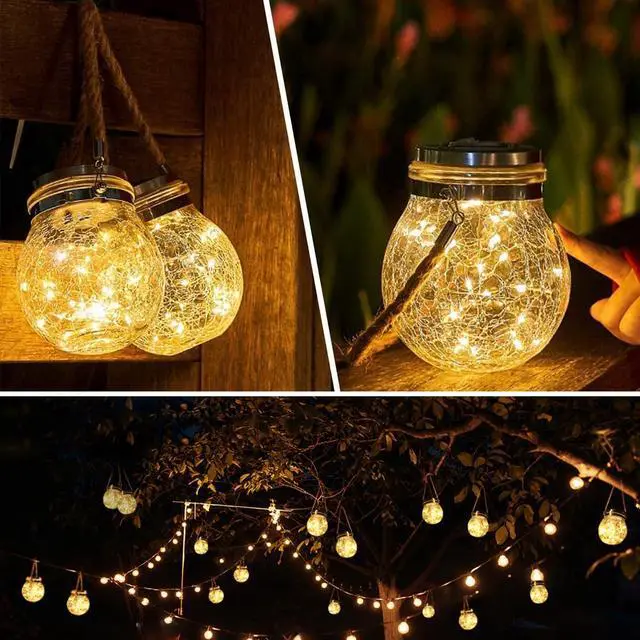 Alt view image 2 of 7 - Solar Lanterns Outdoor Waterproof, 2 Pack Hanging Solar Lights for Outside