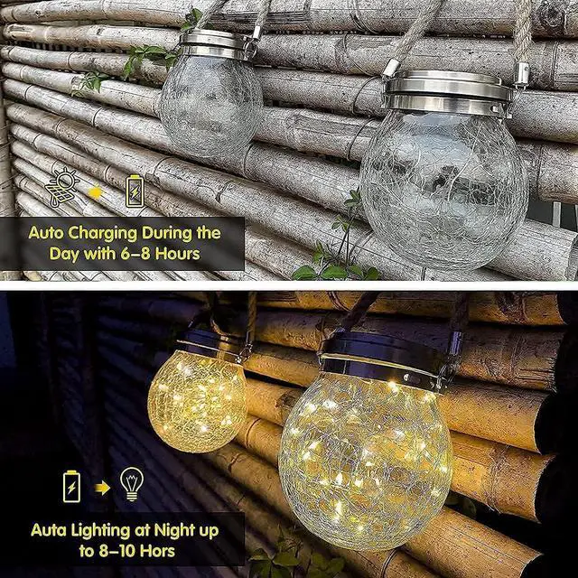 Alt view image 4 of 7 - Solar Lanterns Outdoor Waterproof, 2 Pack Hanging Solar Lights for Outside