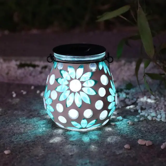 Alt view image 7 of 7 - Outdoor Solar Lantern Waterproof Mosaic Glass Hanging Garden Light