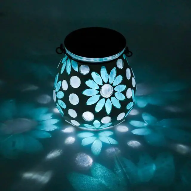 Alt view image 4 of 7 - Outdoor Solar Lantern Waterproof Mosaic Glass Hanging Garden Light