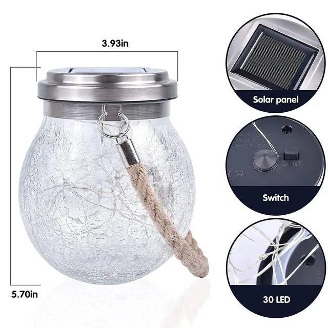 Alt view image 6 of 7 - Solar Lanterns Outdoor Waterproof, 2 Pack Hanging Solar Lights for Outside