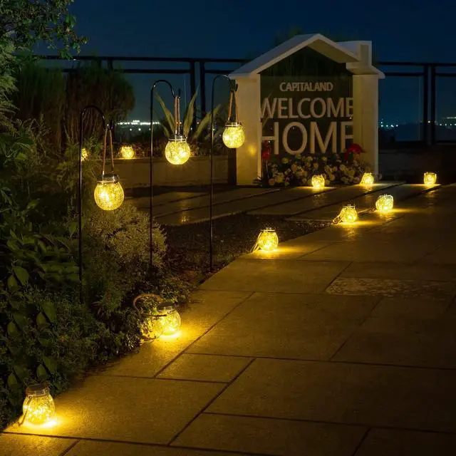 Alt view image 4 of 7 - Solar Lantern Gifts for Women, 2 Pack Hanging Garden Decor Lights Outdoor Waterproof with 30 LED for Halloween Christmas Easter Gift, L Size