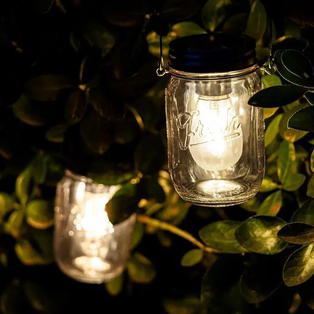 Alt view image 3 of 7 - 2 Pack Cordless Hanging Mason Jar LED Lanterns, Battery Operated Vintage Decor Lamp with 6H Auto Timer, Warm Farmhouse Lights for Indoor Outdoor Bedroom Patio Birthday Party Transparent