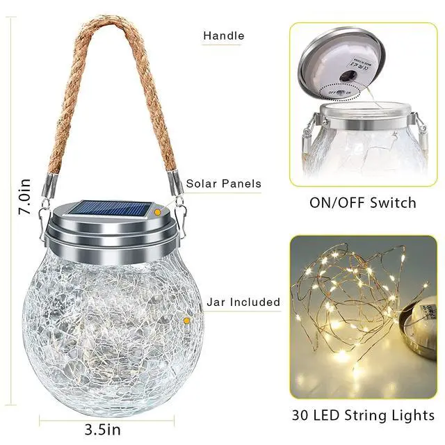 Alt view image 7 of 7 - Solar Lantern Gifts for Women, 2 Pack Hanging Garden Decor Lights Outdoor Waterproof with 30 LED for Halloween Christmas Easter Gift, L Size
