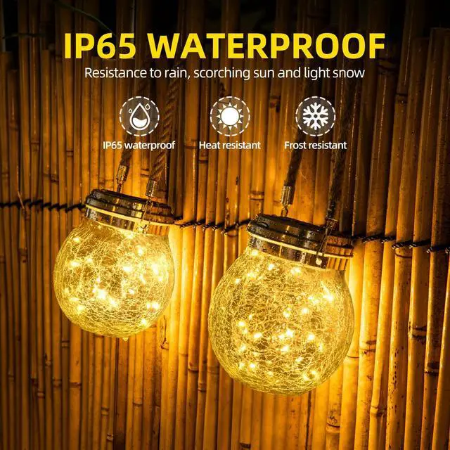 Alt view image 6 of 7 - Solar Lantern Gifts for Women, 2 Pack Hanging Garden Decor Lights Outdoor Waterproof with 30 LED for Halloween Christmas Easter Gift, L Size