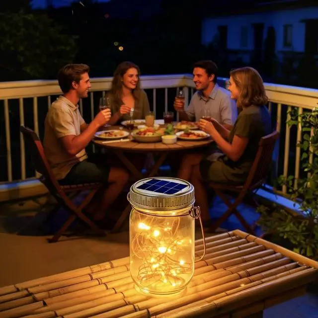 Alt view image 5 of 7 - 12 Pack Gifts for Him Her Solar Lanterns Outdoor Waterproof Upgraded Crystal Glass Solar Mason Jar Lights 30 LED 215% Larger SolarPanelJust a Little More,Get Double The Delight-Warm White