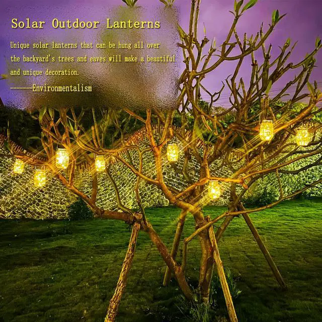 Alt view image 3 of 7 - 12 Pack Gifts for Him Her Solar Lanterns Outdoor Waterproof Upgraded Crystal Glass Solar Mason Jar Lights 30 LED 215% Larger SolarPanelJust a Little More,Get Double The Delight-Warm White