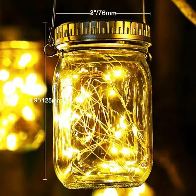 Alt view image 7 of 7 - 12 Pack Gifts for Him Her Solar Lanterns Outdoor Waterproof Upgraded Crystal Glass Solar Mason Jar Lights 30 LED 215% Larger SolarPanelJust a Little More,Get Double The Delight-Warm White
