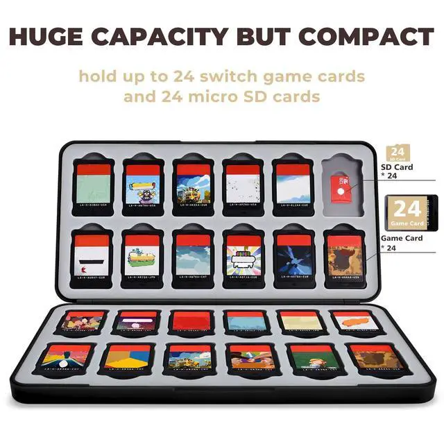 Alt view image 2 of 6 - Switch 2 Game Case Holder for Nintendo Switch2 & Micro SD Cards Holder, Switch Game Card Holder, Portable Cartridge Case with 24 Card Storage for Travel - Brown Black