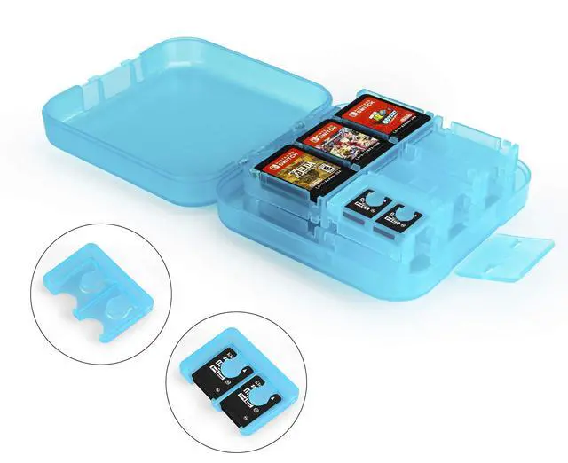 Alt view image 2 of 5 - Portable Game Storage Case for 24 Nintendo Switch Games, Game Card Slots, 3.4 x 3.4 x 1 Inches, Blue